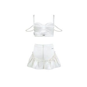 13DE MARZO WHITE CO-ORD SETPEARL CAMISOLE TWINSET WHITE - Size S